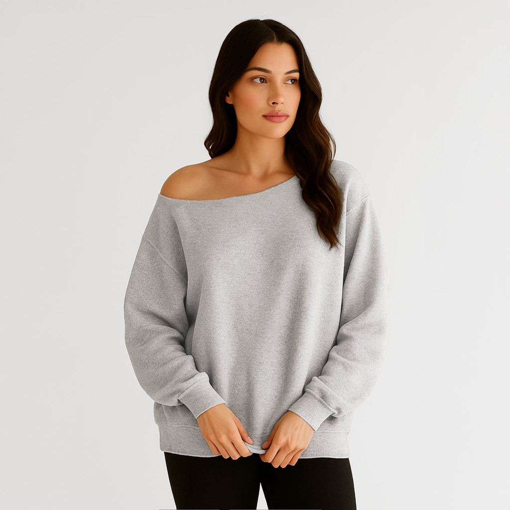 Women's Fleece Off Shoulder Pullover Sweatshirt