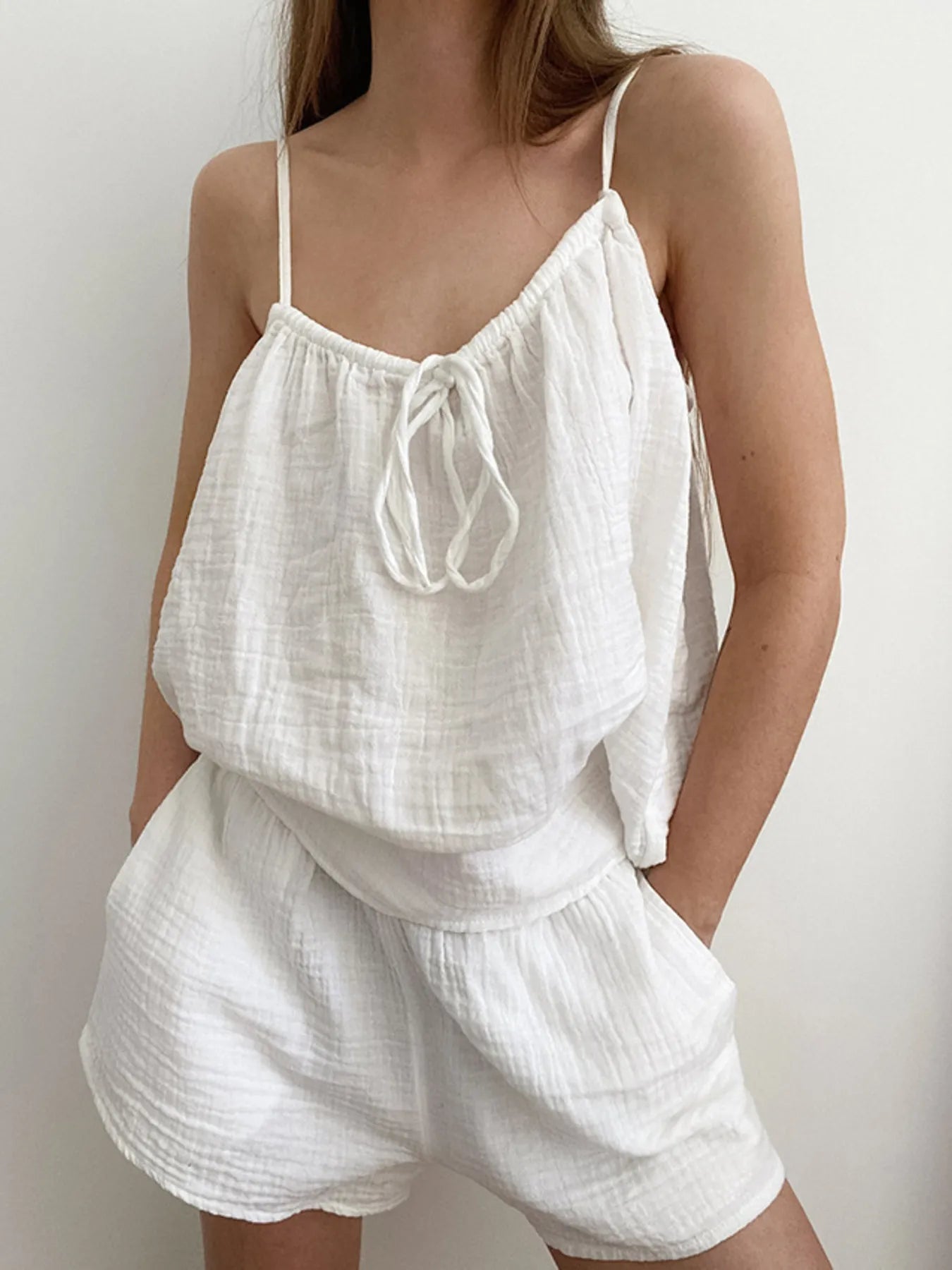 Tie Front Cami and Shorts Lounge Set